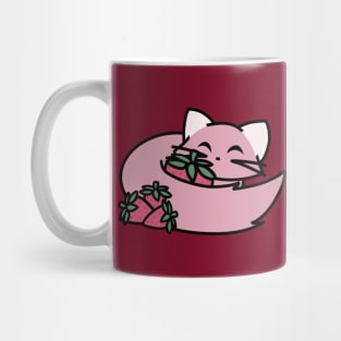 Cute Pink Strawberry Cat Mug